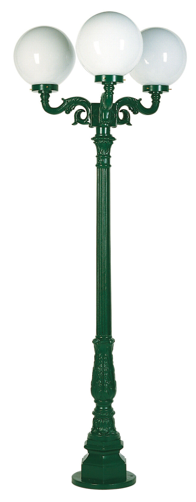 4163_gartenleuchte_3arm Nostalgische Straßenlaterne - Kombination 1 in RAL 6005 Moosgrün