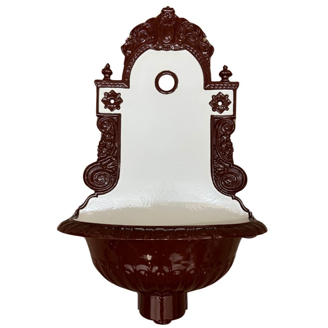 braun emaillierte Bassena Nr. 117 aus Gusseisen - ohne Abflussrohr-Abdeckung