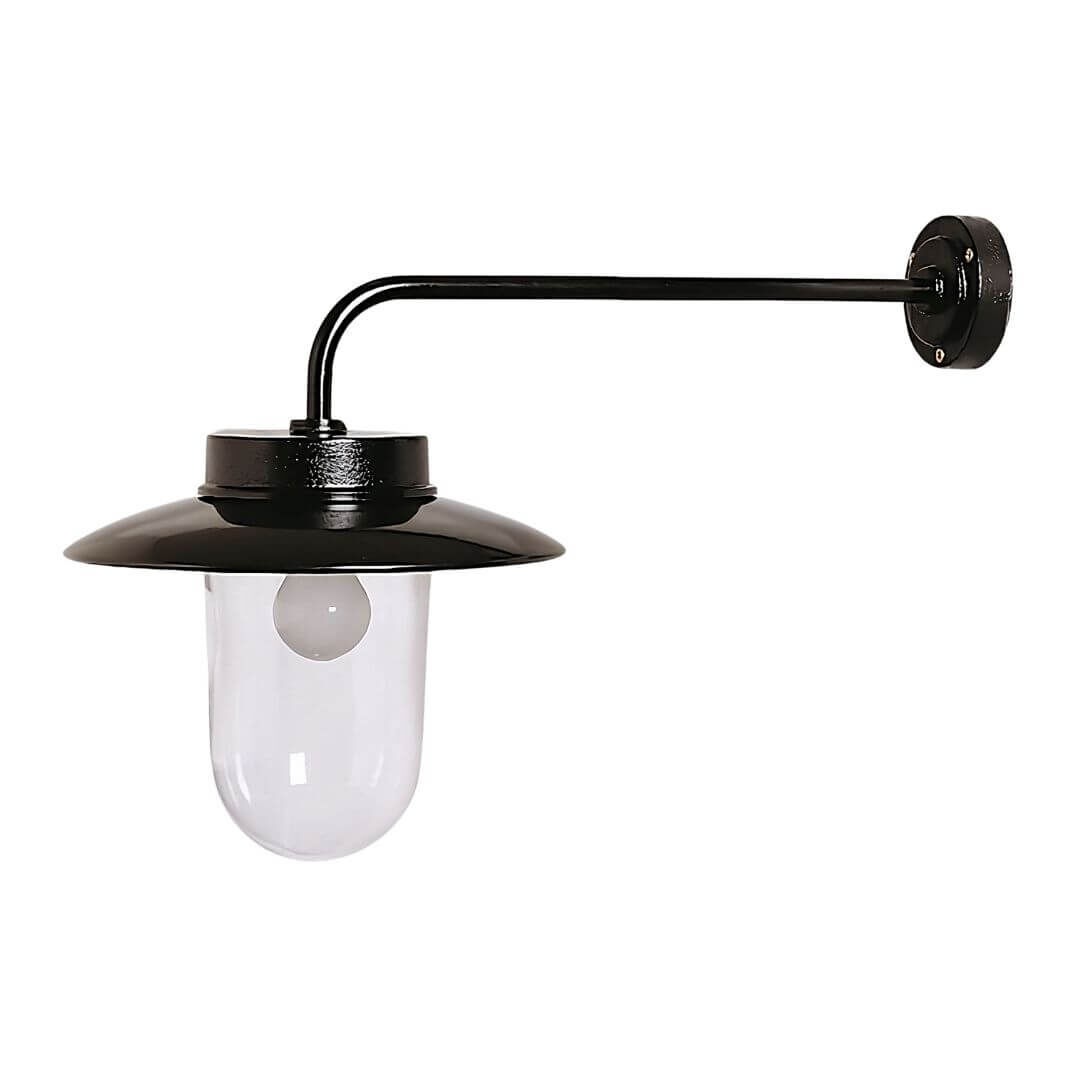 klassische Hofleuchte zur Wandmontage mit gradem Wandausleger in RAL 9005 Schwarz klassische Hofleuchte zur Wandmontage mit gradem Wandausleger in RAL 9005 Schwarz