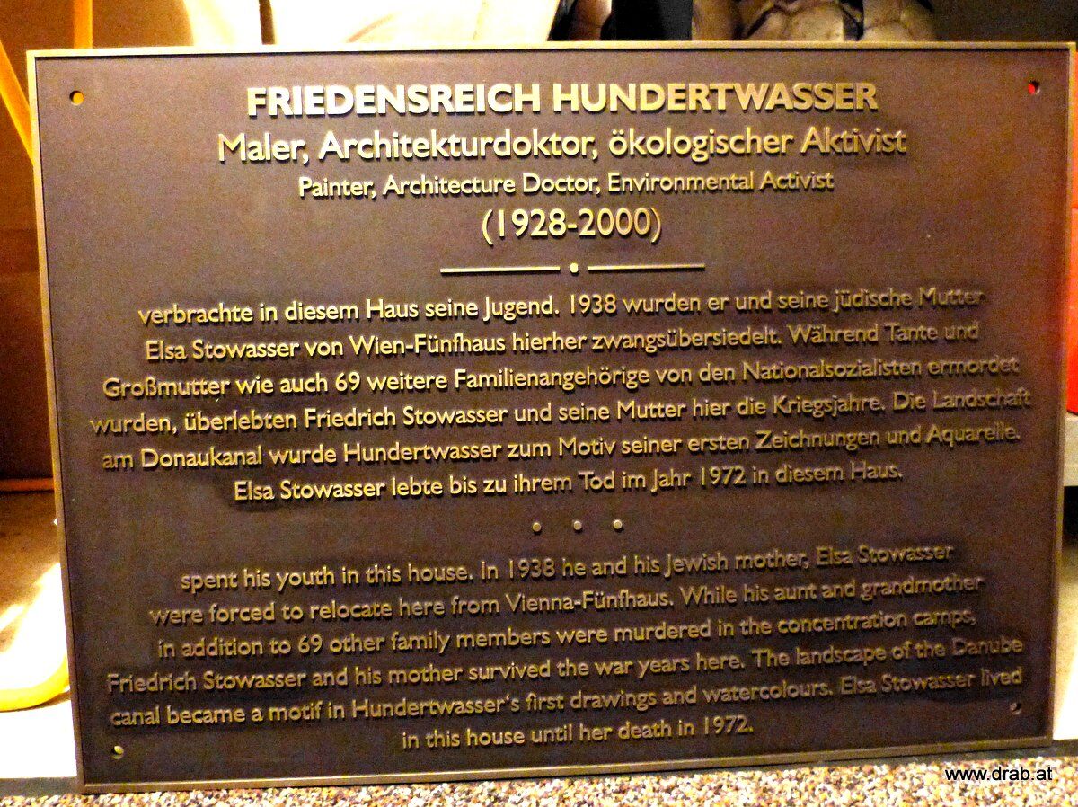 hundertwasser-messing-gedenktafel Hinweistafel aus Aluminium, Messing & Bronzeguss - eigener Text/Muster