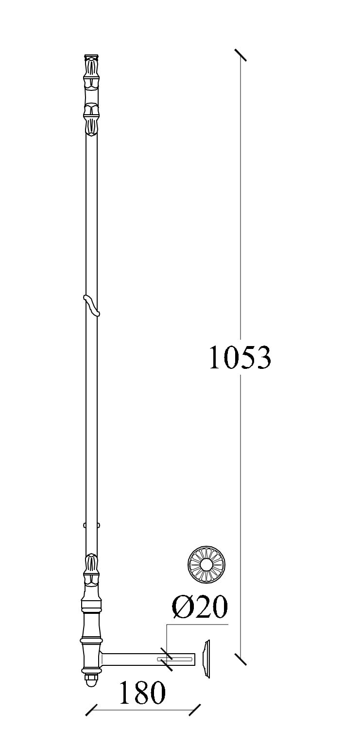 m566l_gelaender_gusseisen Zeichnung Geländerteil M566L seitlich aus Gusseisen