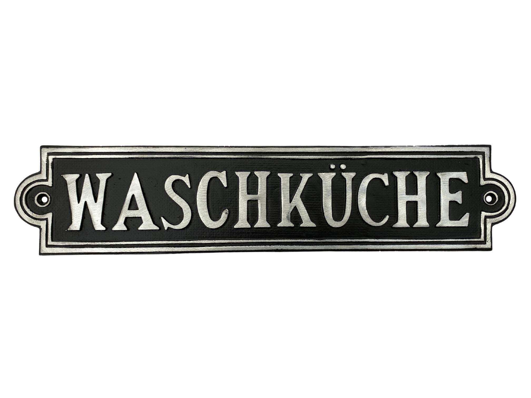 klassisches Hinweisschild Waschküche aus Aluminiumguss 