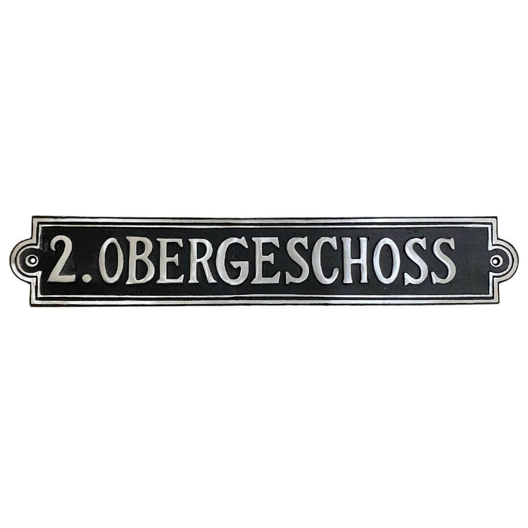 Stockwerksschild 2. Obergeschoss - aus Aluminiumguss