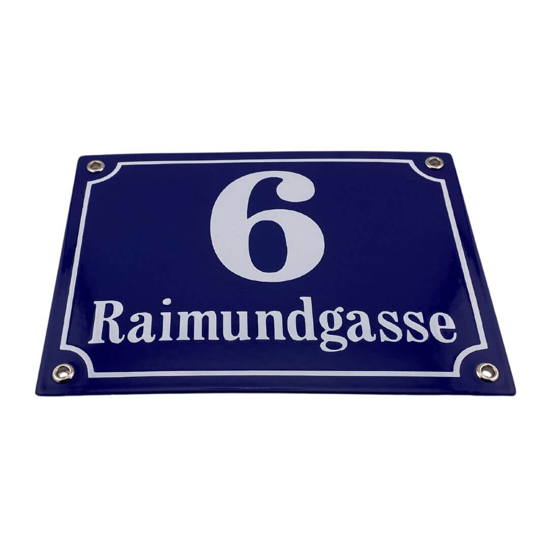 Emaille Hausnummernschild Provinz II BW 20 x 15 cm - Blau Weiß Emaille Hausnummernschild Provinz II BW 20 x 15 cm - Blau Weiß