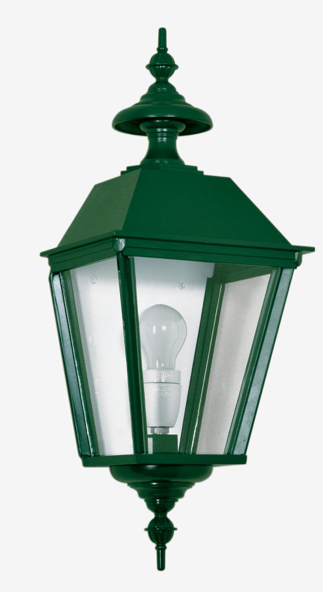1415_wandleuchte_rom Große Ausführung mit Zierspitze in RAL 6005 Moosgrün