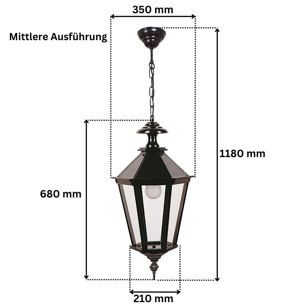 Abmessungen der Hängelaterne Mailand in der mittleren Größe (1612H)