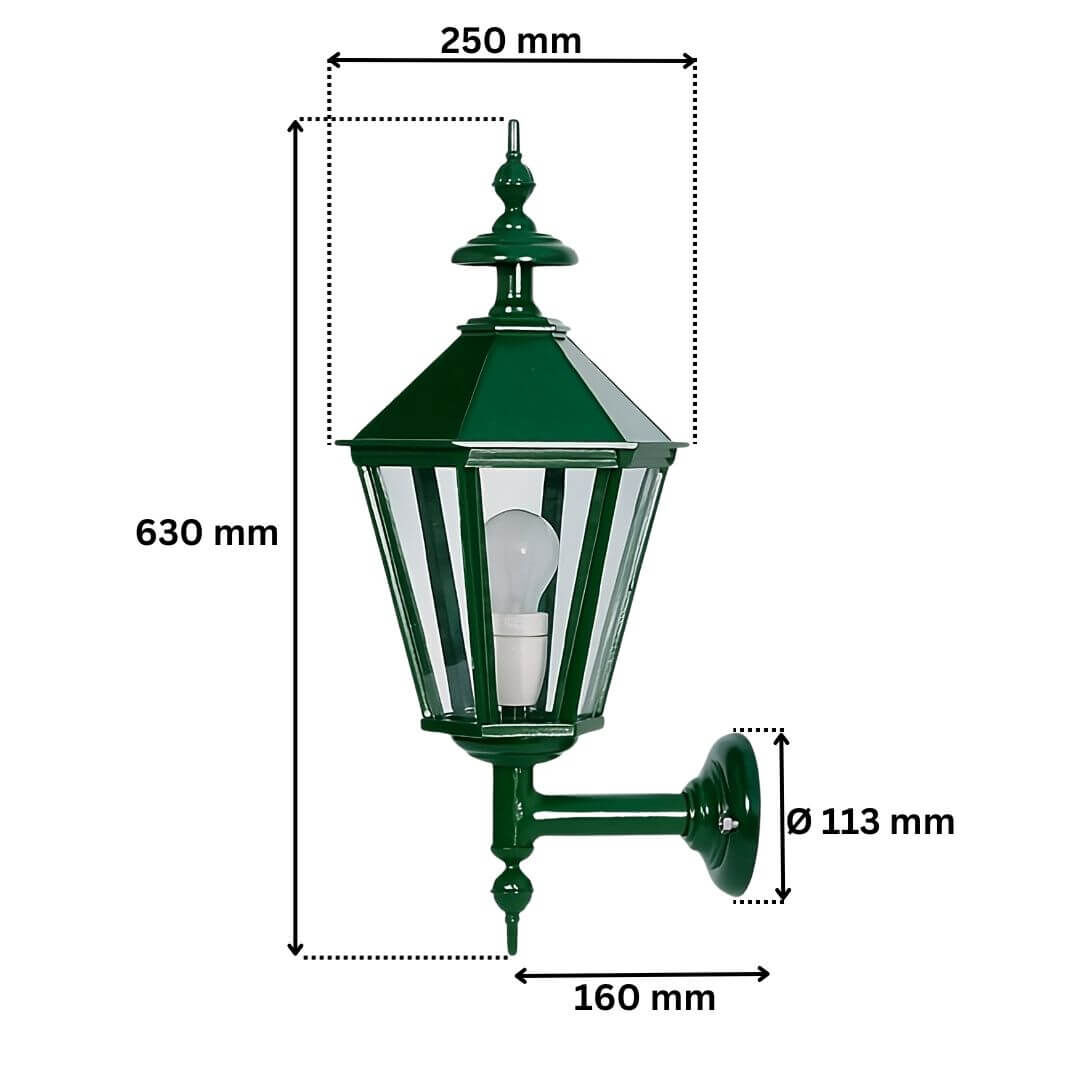 Abmessungen der Wandlaterne 1610SWD Abmessungen der Wandlaterne 1610SWD