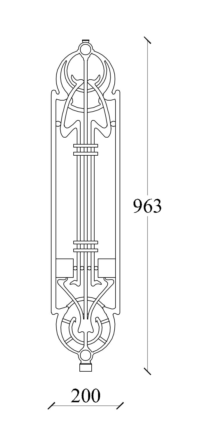 m531v_gelaender_gusseisen Zeichnung Geländerteil M531V vertikal aus Gusseisen