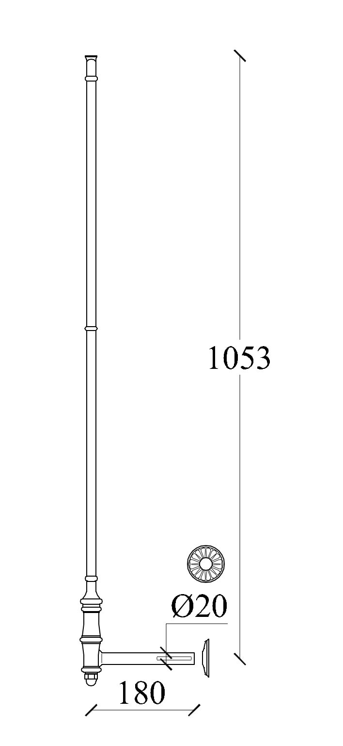m543l_gelaender_gusseisen Zeichnung Geländerteil M543L seitlich aus Gusseisen