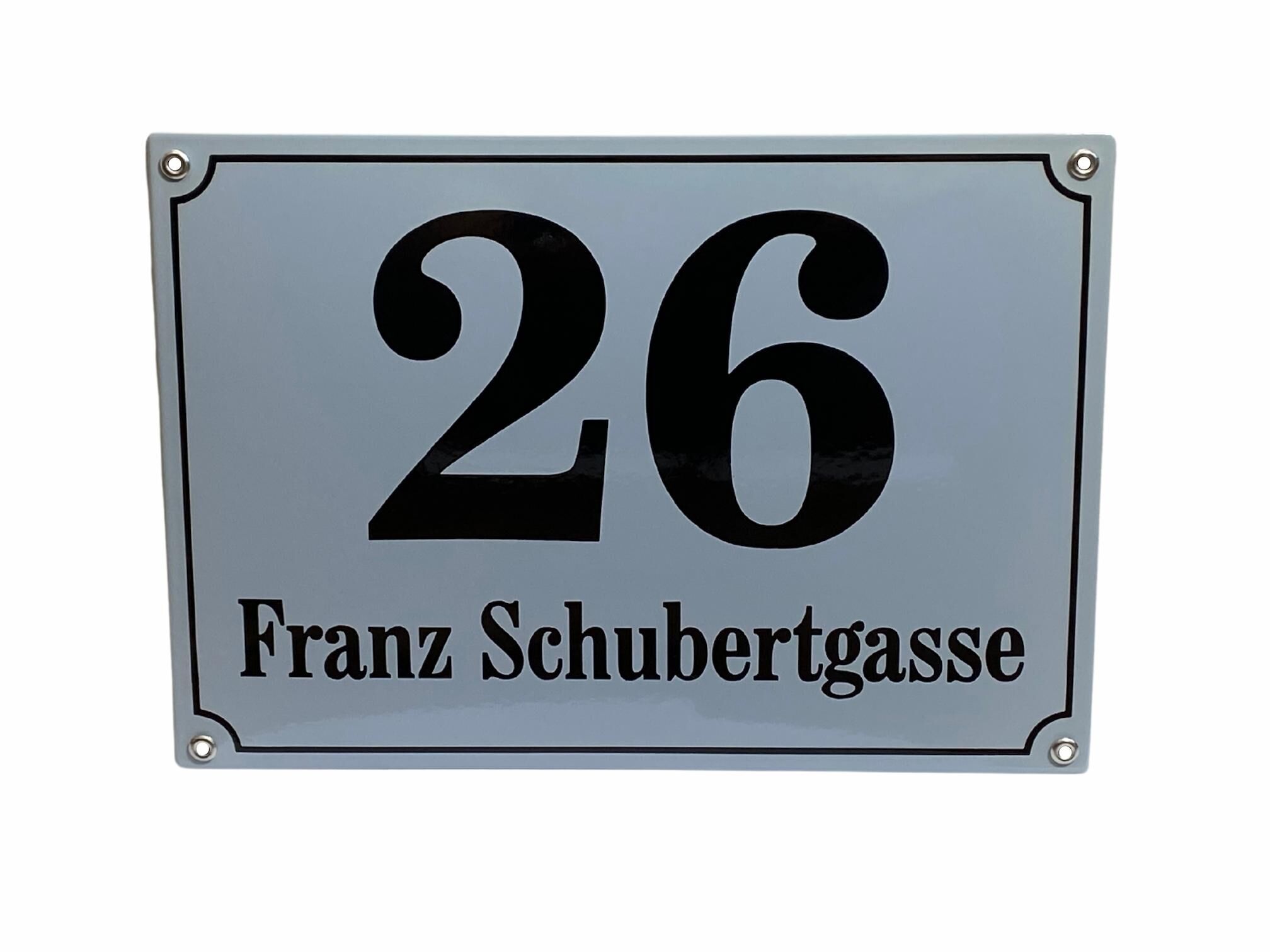 Hausnummerschild aus Emaille (Hellgrau/Schwarz)