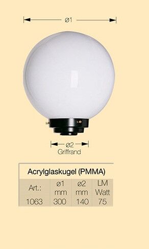 1063_kugelaufsatzleuchte Kugelaufsatzleuchte mit Aufnahme aus Aluminium in RAL 9005 Schwarz