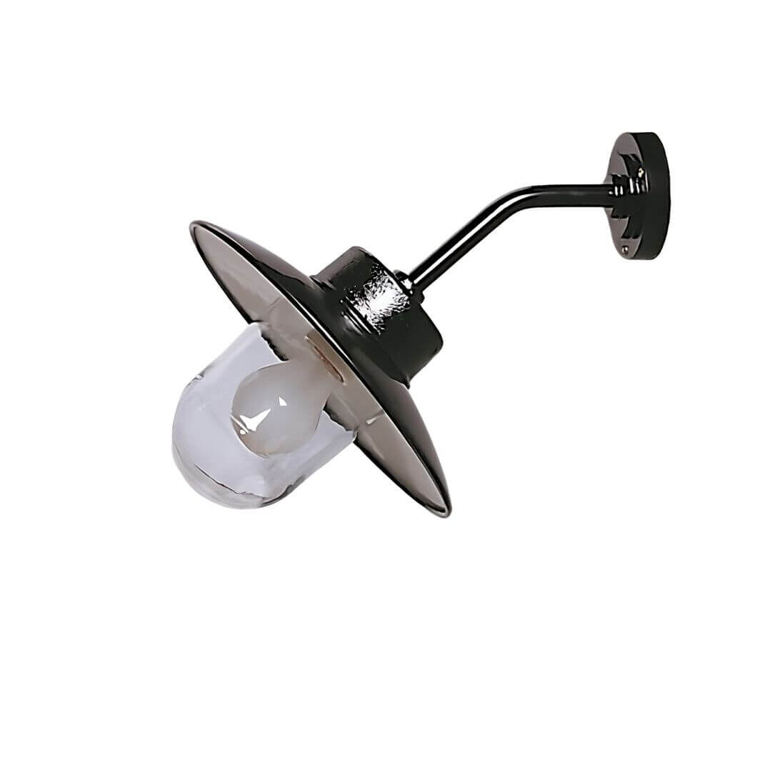 klassische Hofleuchte zur Wandmontage mit schraegem Wandausleger in RAL 9005 Schwarz klassische Hofleuchte zur Wandmontage mit schraegem Wandausleger in RAL 9005 Schwarz